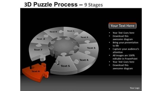 PowerPoint Slides Sales Pie Chart Puzzle Process Ppt Layout