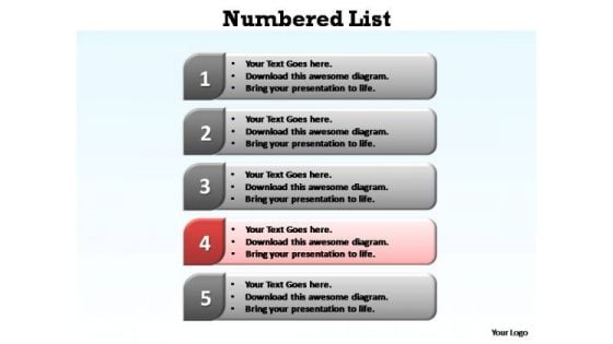 PowerPoint Slides Strategy Numbered List Ppt Themes