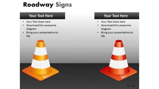 PowerPoint Slides With Orange And Yellow Traffic Cones