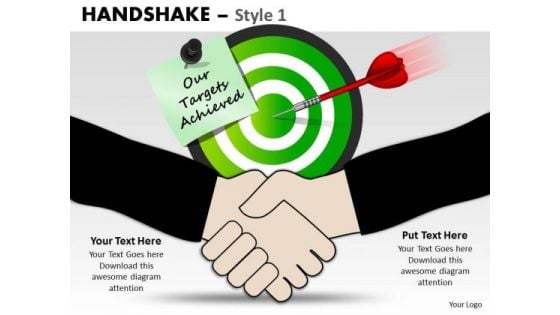 PowerPoint Targets Achieved Handshake Ppt Backgrounds