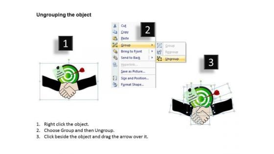 PowerPoint Targets Achieved Handshake Ppt Backgrounds