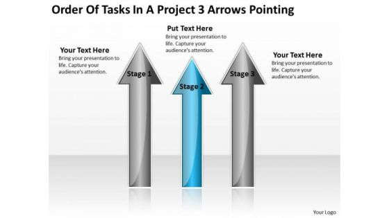 PowerPoint Template Arrows Of Tasks Project 3 Pointing