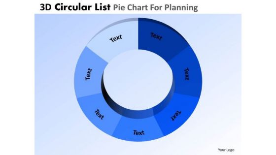 PowerPoint Template Business Success 3d Pie Chart List Ppt Slide Designs