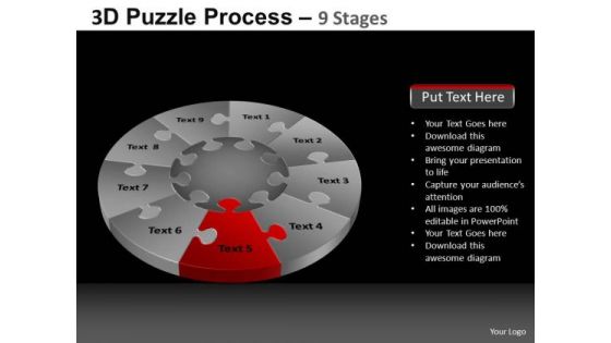 PowerPoint Template Chart Pie Chart Puzzle Process Ppt Slide