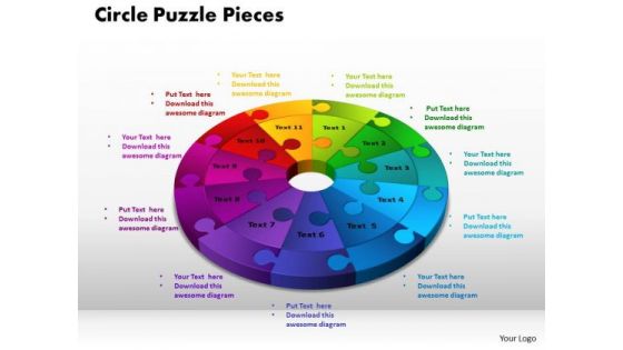 PowerPoint Template Circle Puzzle Pieces Sales Ppt Theme