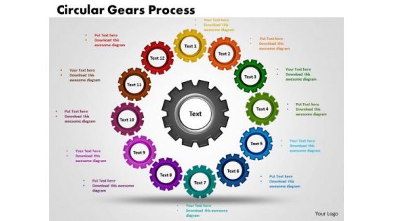 PowerPoint Template Circular Gears Process Diagram Ppt Theme