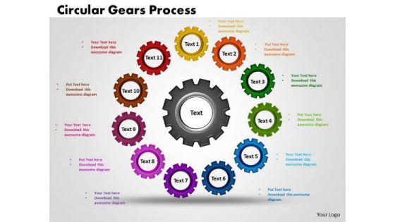 PowerPoint Template Circular Gears Process Editable Ppt Theme