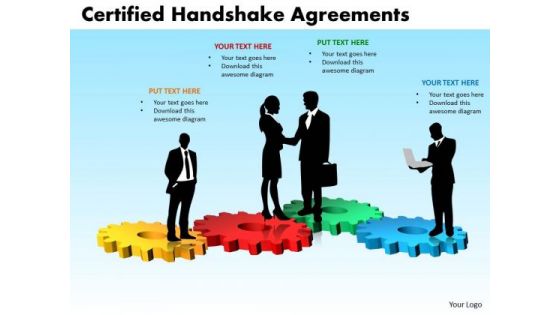 PowerPoint Template Diagram Certified Handshake Ppt Layouts