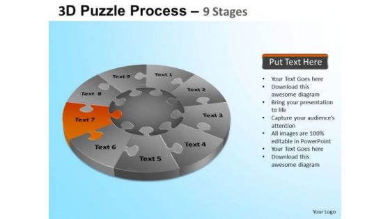 PowerPoint Template Editable Puzzle Segment Pie Chart Ppt Process