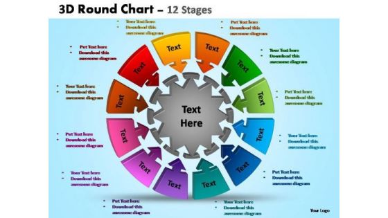 PowerPoint Template Growth Pie Chart With Arrows Ppt Backgrounds