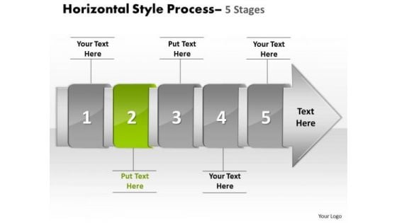 PowerPoint Template Horizontal Flow Course Charts Theme Of 5 Stage Diagram Image