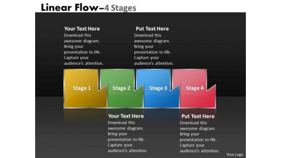 PowerPoint Template Mechanism Of Four Stages Marketing Linear Flow Process Charts Design