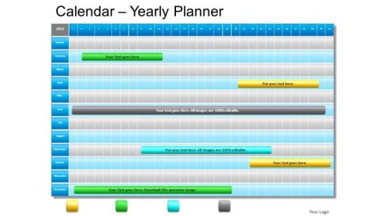 PowerPoint Template Sales Blue Calendar 2012 Ppt Slide