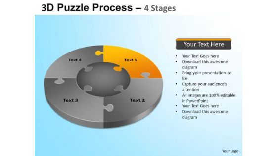 PowerPoint Template Strategy Jigsaw Pie Chart Ppt Slide