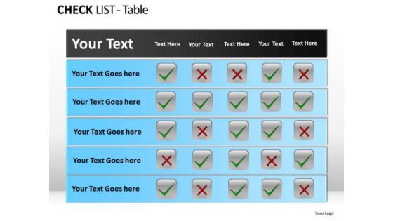 PowerPoint Template Success Check List Table Ppt Themes