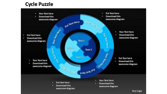 PowerPoint Template Teamwork Business 3d Cycle Puzzle Process Ppt Presentation