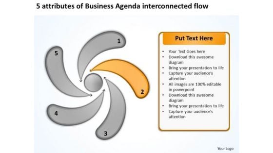 PowerPoint Templates Agenda Interconnected Flow Business Plan Draft