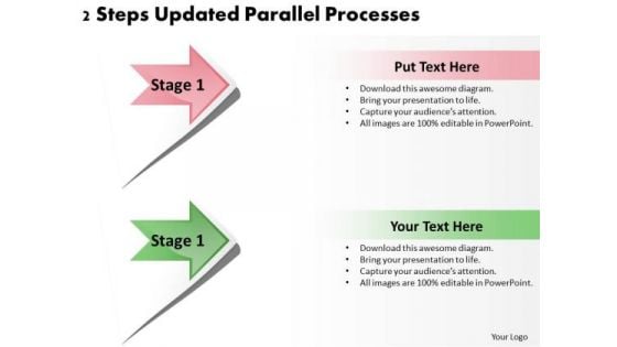 PowerPoint Templates Arrows 2 Steps Updated Parallel Processes