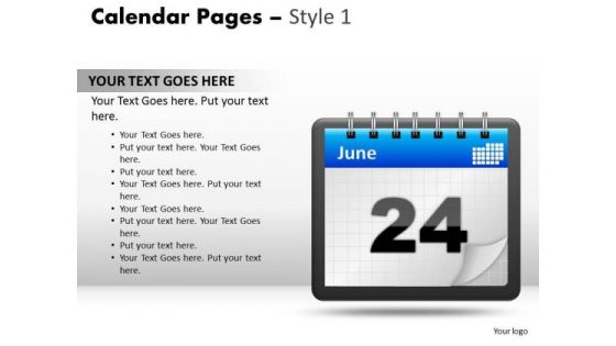 PowerPoint Templates Calendar 24 June Diagram Ppt Slide