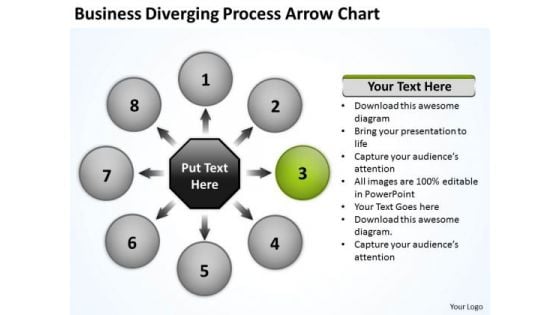 PowerPoint Templates Diverging Process Arrow Chart Ppt Target Network