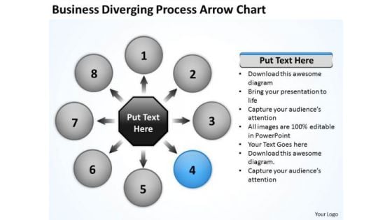 PowerPoint Templates Diverging Process Arrow Chart Target Network