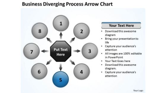 PowerPoint Templates Diverging Process Arrow Target Network