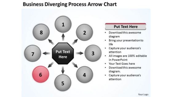 PowerPoint Templates Diverging Process Arrows Chart Target Network