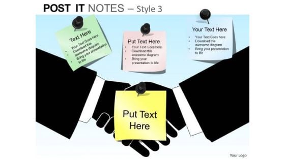 PowerPoint Templates Executive Handshake Post It Notes Ppt Slides