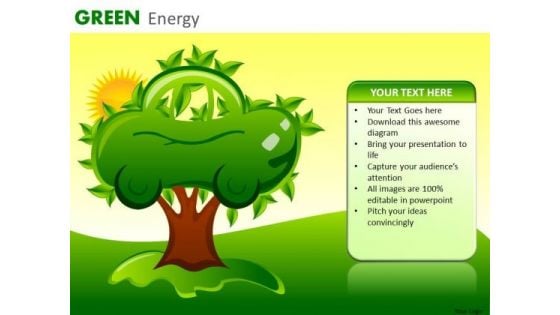 PowerPoint Templates Green Electric Car Tree Nature Ppt Slides