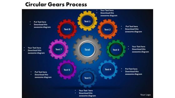 PowerPoint Theme Circular Gears Process Communication Ppt Presentation