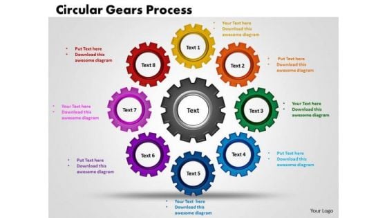 PowerPoint Theme Circular Gears Process Sales Ppt Slide Designs