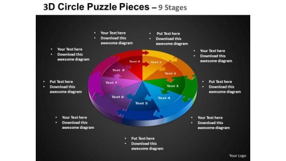 PowerPoint Theme Circular Process Circle Puzzle Diagram Ppt Presentation