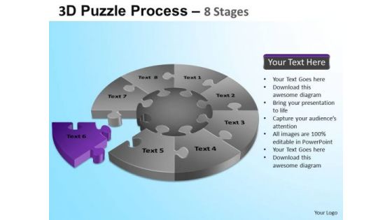 PowerPoint Theme Company Designs Puzzle Segment Pie Chart Ppt Slide