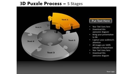 PowerPoint Theme Diagram Pie Chart Puzzle Process Ppt Slide