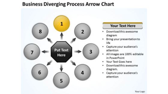 PowerPoint Theme Diverging Process Arrow Chart Ppt Circular Layout Templates