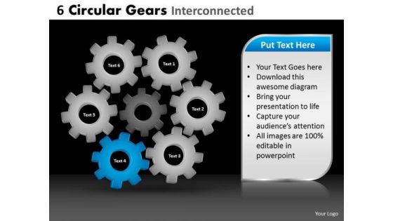 PowerPoint Theme Editable Circular Gears Ppt Process