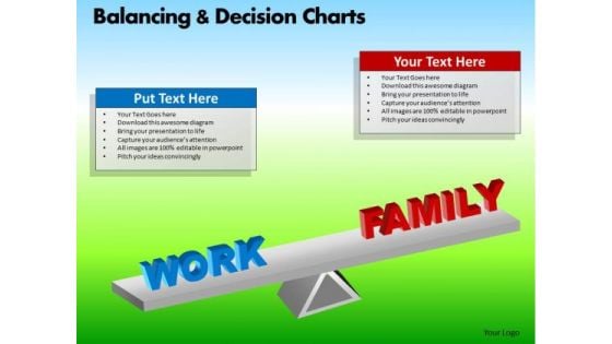 PowerPoint Theme Executive Success Balancing Decision Charts Ppt Slide