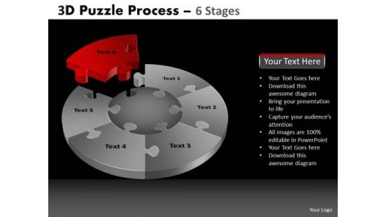 PowerPoint Theme Growth Pie Chart Puzzle Process Ppt Design Slides