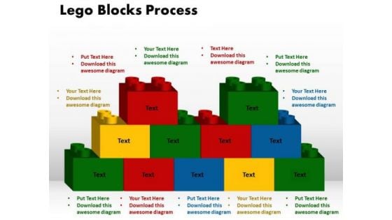 PowerPoint Theme Lego Blocks Process Growth Ppt Slides