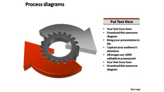 PowerPoint Theme Strategy Business Process Geared Diagram Ppt Slides