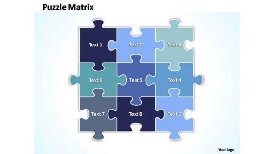 PowerPoint Theme Success Rectangular Jigsaw Puzzle Matrix Ppt Themes