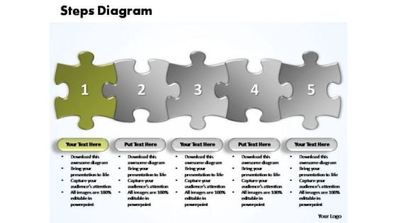 PowerPoint Themes Business Five Improvement Steps Puzzle Ppt Slides