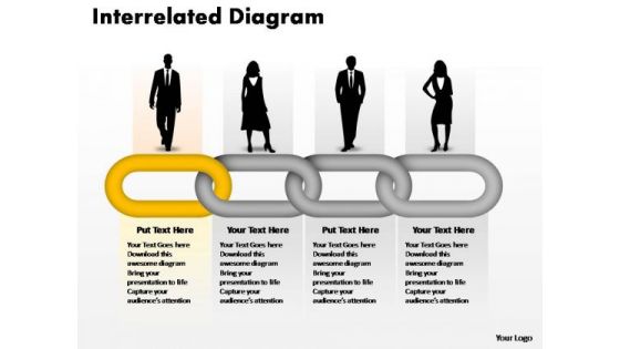 PowerPoint Themes Business Interrelated Concepts Chain Diagram Ppt Slides