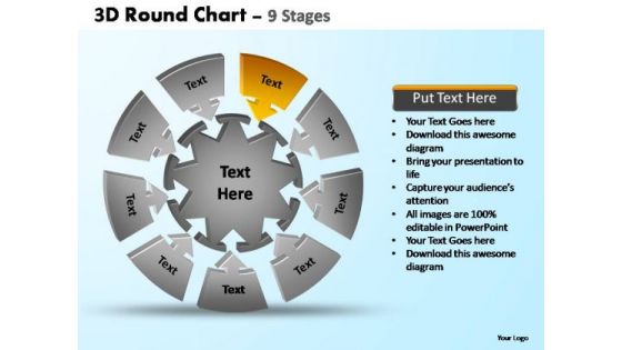 PowerPoint Themes Chart Pie Chart With Arrows Ppt Slides