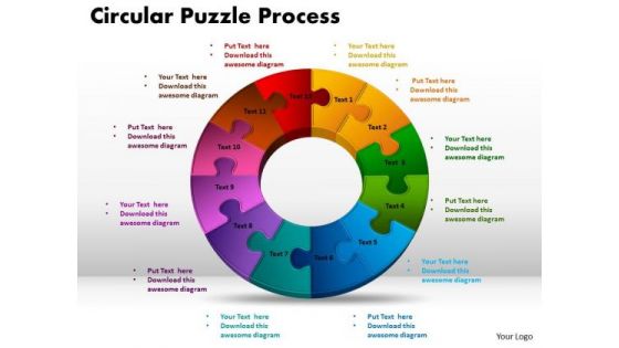 PowerPoint Themes Circular Puzzle Process Marketing Ppt Slide