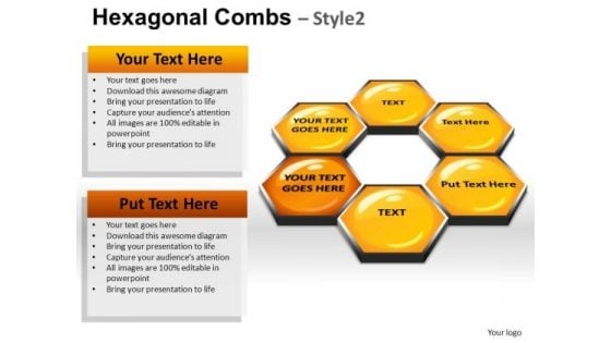 PowerPoint Themes Leadership Hexagonal Combs Ppt Presentation