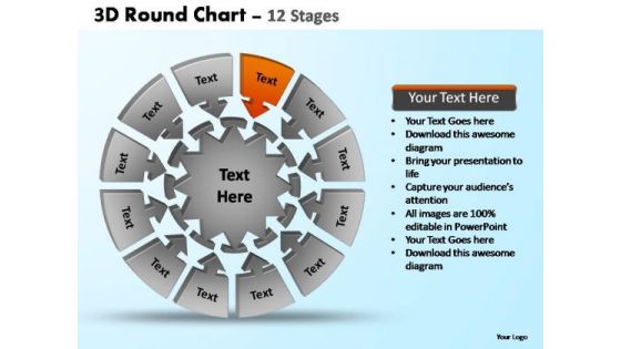 PowerPoint Themes Process Pie Chart With Arrows Ppt Design Slides