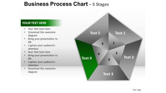 PowerPoint Themes Strategy Pentagon Pie Chart Ppt Template