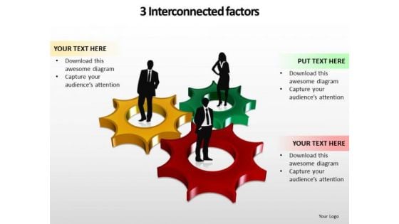 Ppt 3 Interconnected Stock Exchange Components Using Wheels Ratios Templates PowerPoint