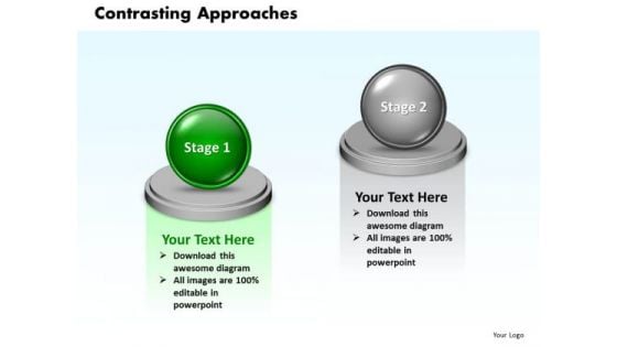 Ppt 3d Animated 2 Circular Contrasting Approaches PowerPoint Templates